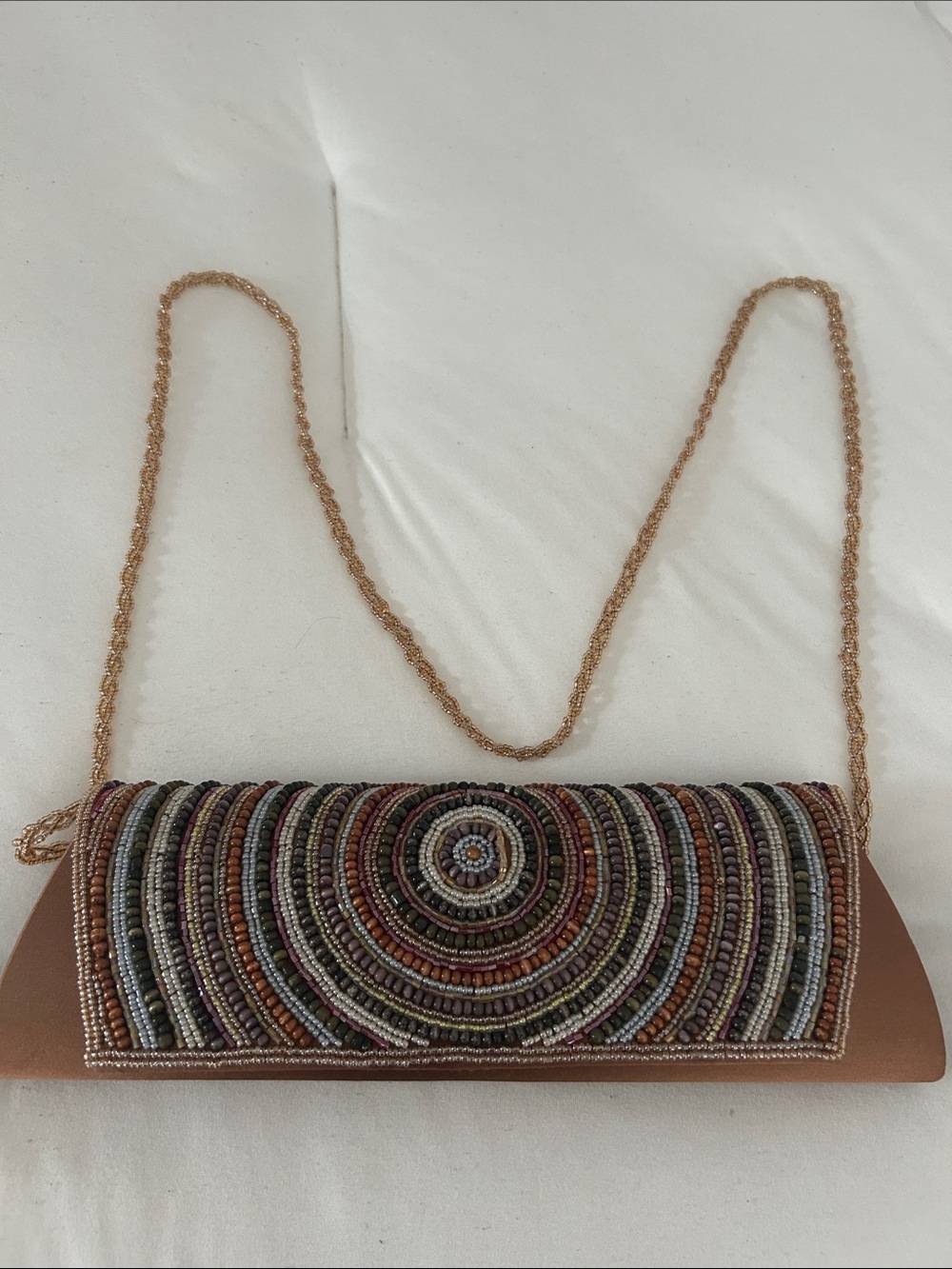 Beaded Multicolor Circle-Pattern beaded colored Shoulder Clutch